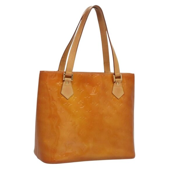 LOUIS VUITTON Monogram Vernis Houston Hand Bag Jaune - Picture 1 of 15